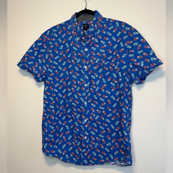 J.Crew Popsicle Bomb Pop Button Down Short Sleeve Shirt M - Picture 9 of 10